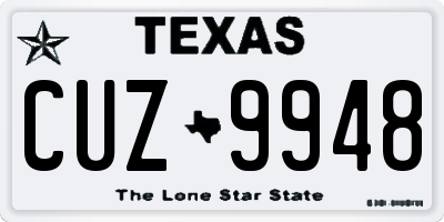 TX license plate CUZ9948