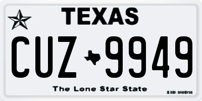 TX license plate CUZ9949
