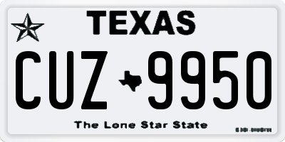 TX license plate CUZ9950
