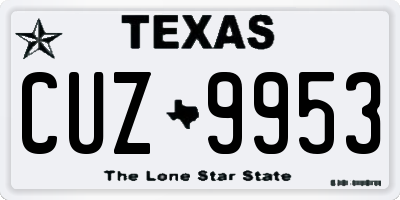 TX license plate CUZ9953