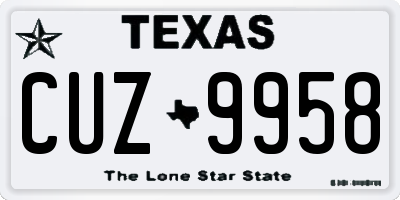 TX license plate CUZ9958