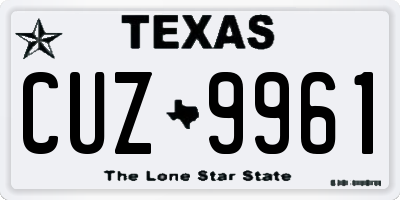 TX license plate CUZ9961