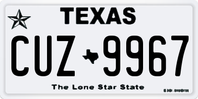 TX license plate CUZ9967