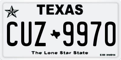 TX license plate CUZ9970