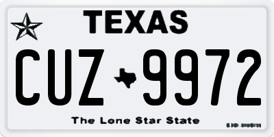 TX license plate CUZ9972