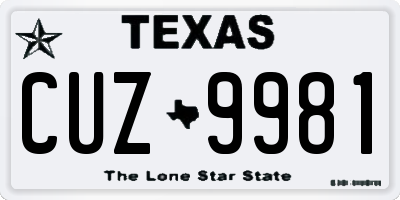 TX license plate CUZ9981