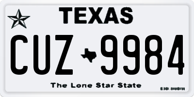 TX license plate CUZ9984