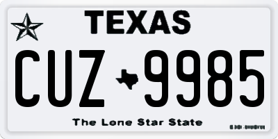 TX license plate CUZ9985