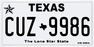 TX license plate CUZ9986