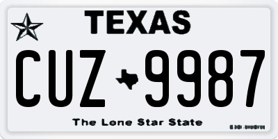 TX license plate CUZ9987
