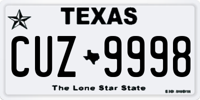TX license plate CUZ9998