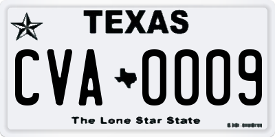 TX license plate CVA0009