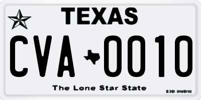 TX license plate CVA0010