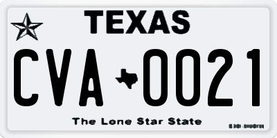 TX license plate CVA0021