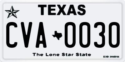 TX license plate CVA0030