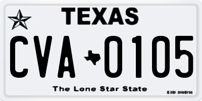 TX license plate CVA0105