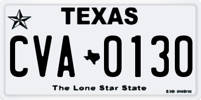 TX license plate CVA0130