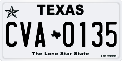 TX license plate CVA0135