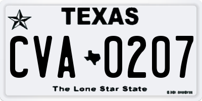 TX license plate CVA0207