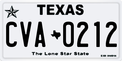 TX license plate CVA0212