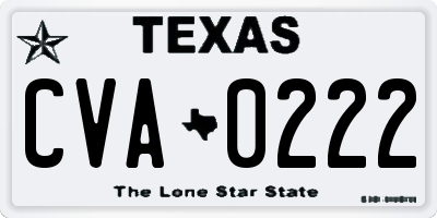 TX license plate CVA0222