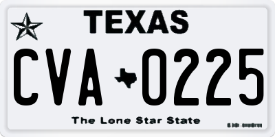 TX license plate CVA0225