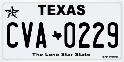 TX license plate CVA0229