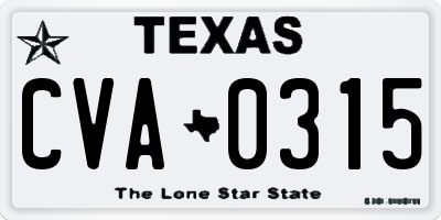 TX license plate CVA0315