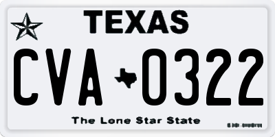 TX license plate CVA0322