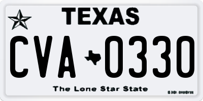TX license plate CVA0330
