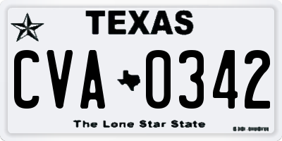TX license plate CVA0342