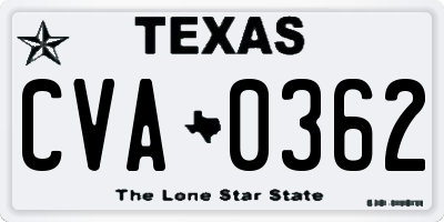 TX license plate CVA0362