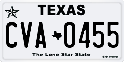 TX license plate CVA0455
