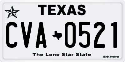 TX license plate CVA0521