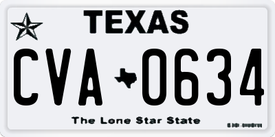 TX license plate CVA0634