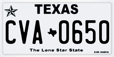 TX license plate CVA0650