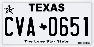 TX license plate CVA0651