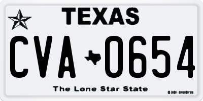 TX license plate CVA0654