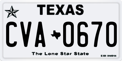 TX license plate CVA0670