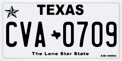 TX license plate CVA0709