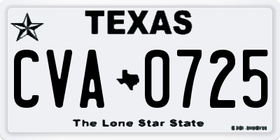 TX license plate CVA0725