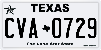 TX license plate CVA0729