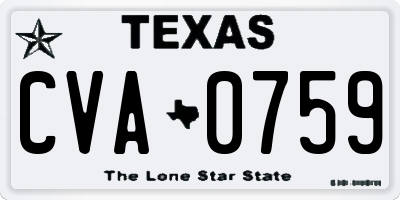 TX license plate CVA0759