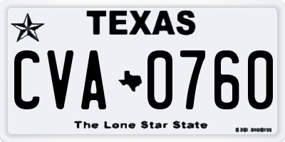 TX license plate CVA0760