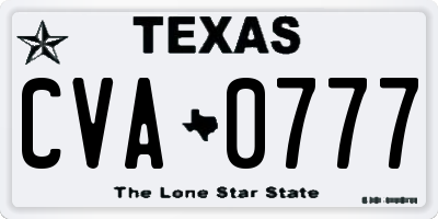 TX license plate CVA0777