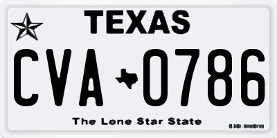 TX license plate CVA0786