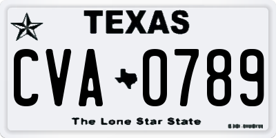 TX license plate CVA0789