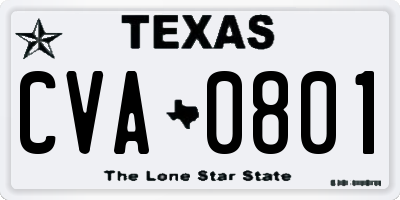 TX license plate CVA0801