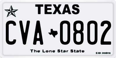 TX license plate CVA0802
