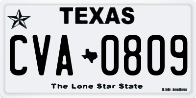 TX license plate CVA0809